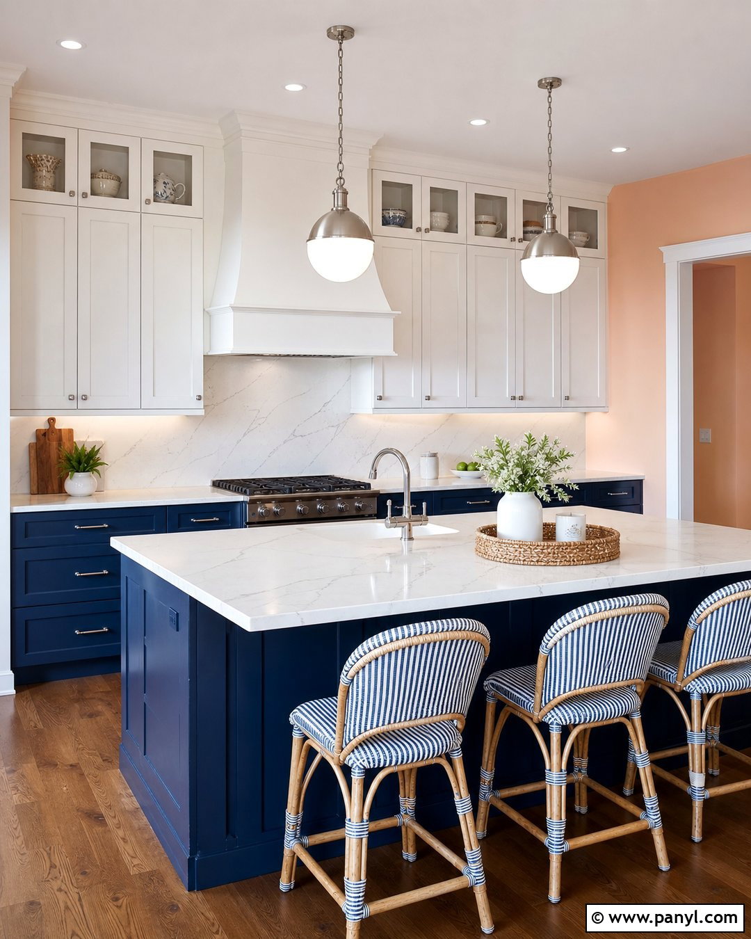 Peach Kitchen Walls With Navy Cabinets - 35 peach kitchen walls