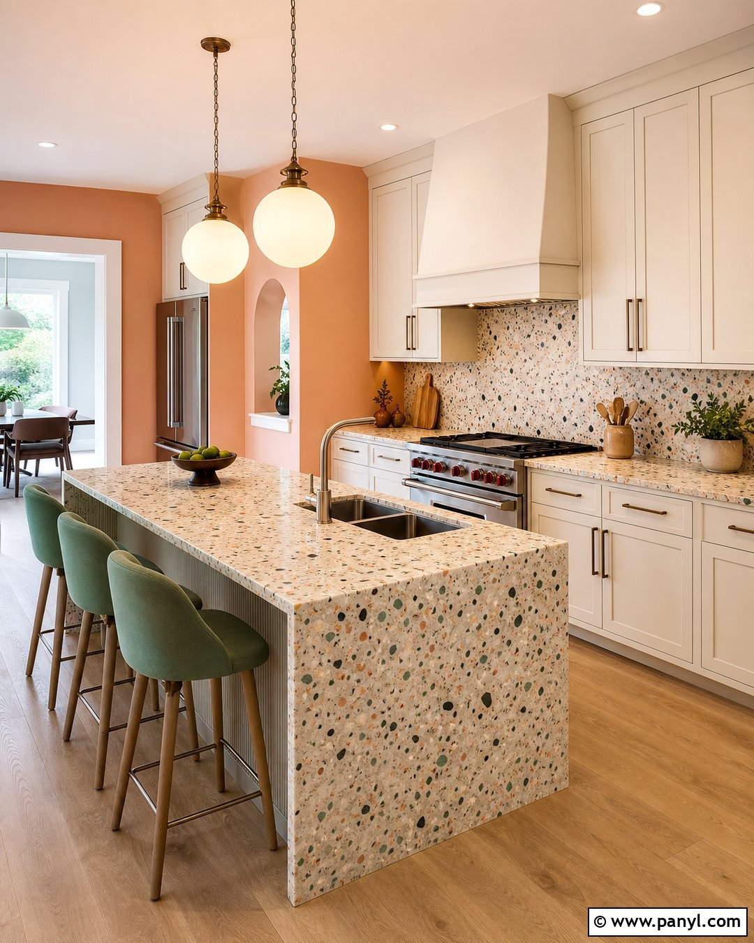 Peach Kitchen Walls With Terrazzo Counters - 35 peach kitchen walls