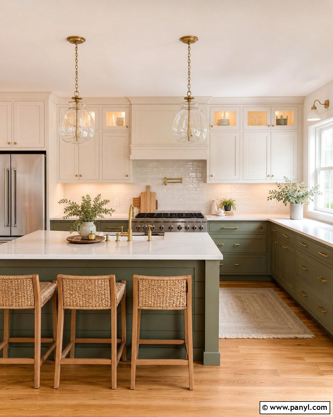 Peach Kitchen Walls With Two-Tone Cabinets - 35 peach kitchen walls