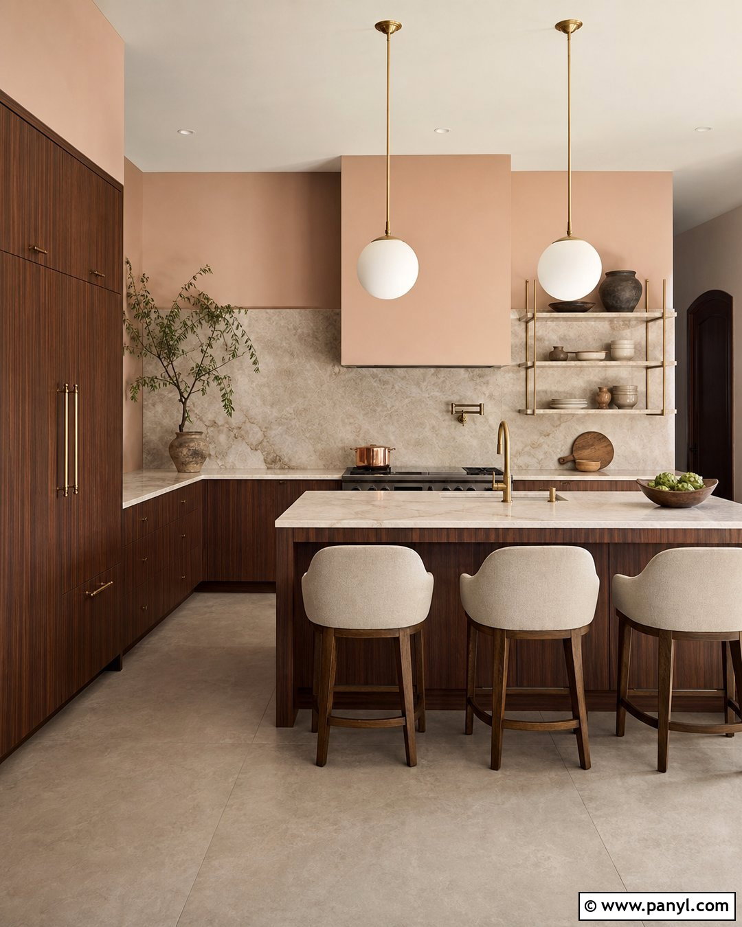 Peach Kitchen Walls With Walnut Cabinets - 35 peach kitchen walls