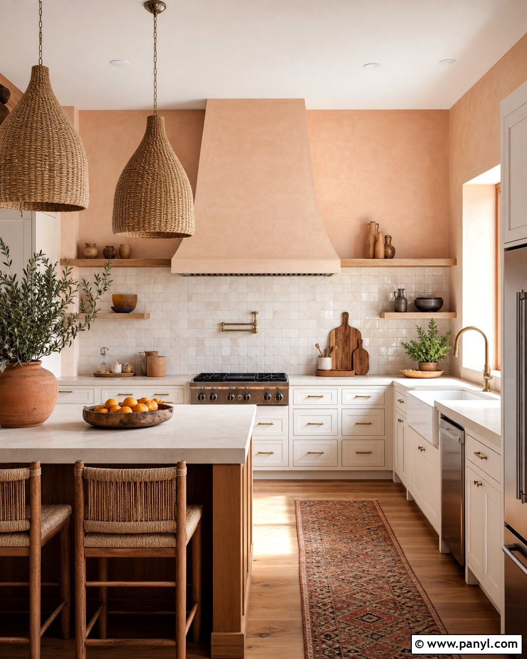 Peach Kitchen Walls With Zellige Tile - 35 peach kitchen walls