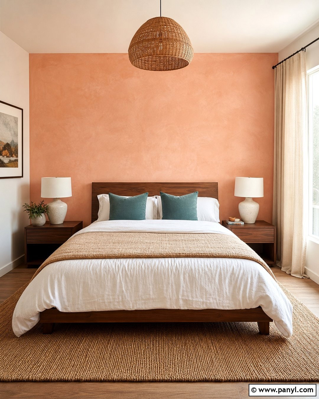 Peach Limewash Guest Room Accent Wall - 35 colorful accent wall ideas