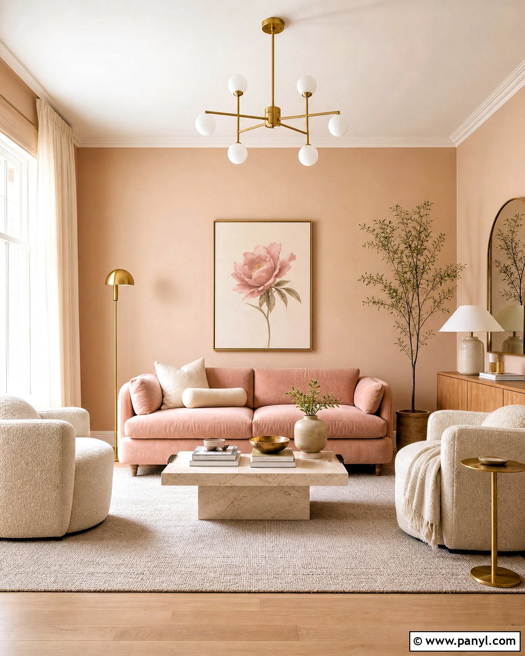 Peach Living Room Walls With Blush Pink - 20 peach living room walls