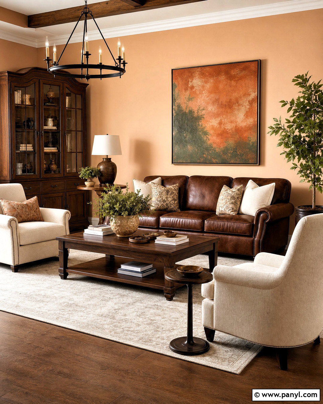 Peach Living Room Walls With Chocolate Brown - 20 peach living room walls