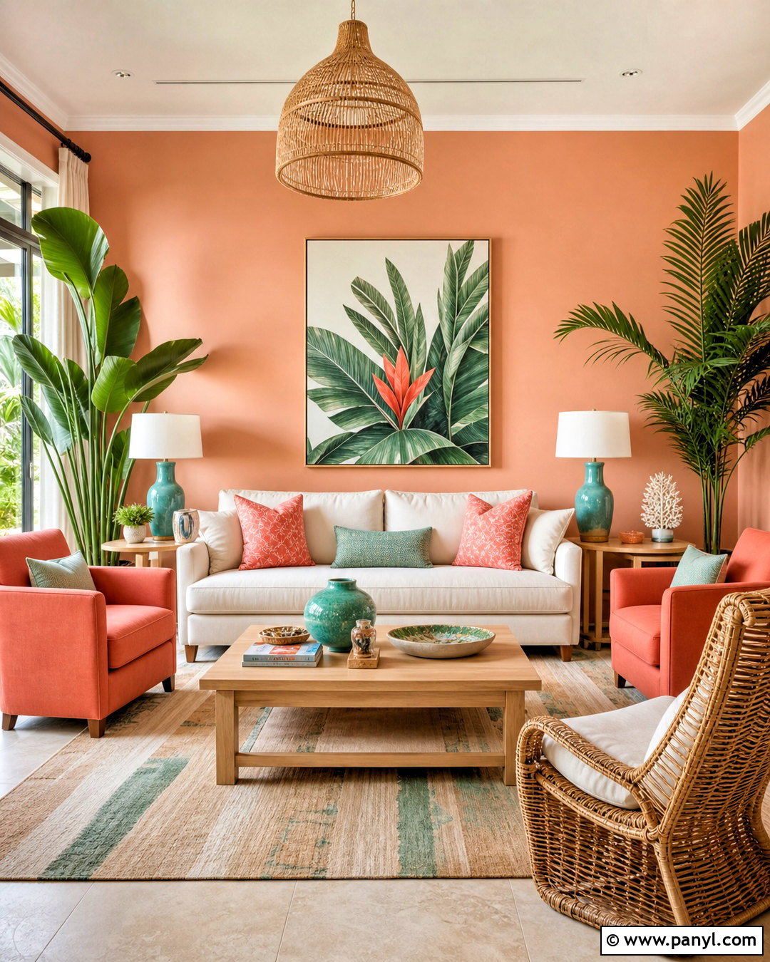 Peach Living Room Walls With Coral Decor - 20 peach living room walls