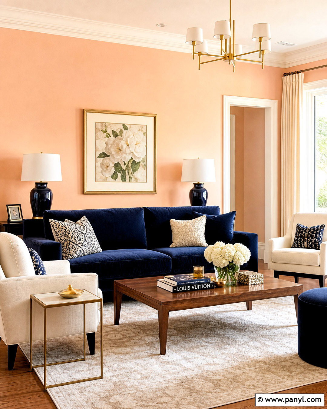 Peach Living Room Walls With Navy Blue - 20 peach living room walls