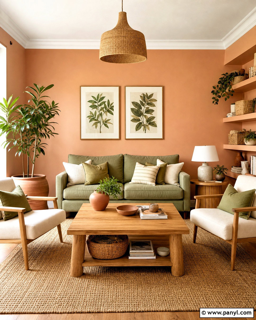Peach Living Room Walls With Sage Green - 20 peach living room walls