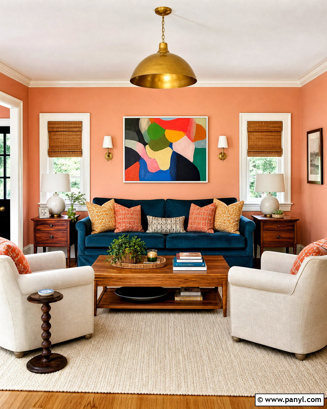 Peach Living Room Walls With Teal Furniture - 20 peach living room walls