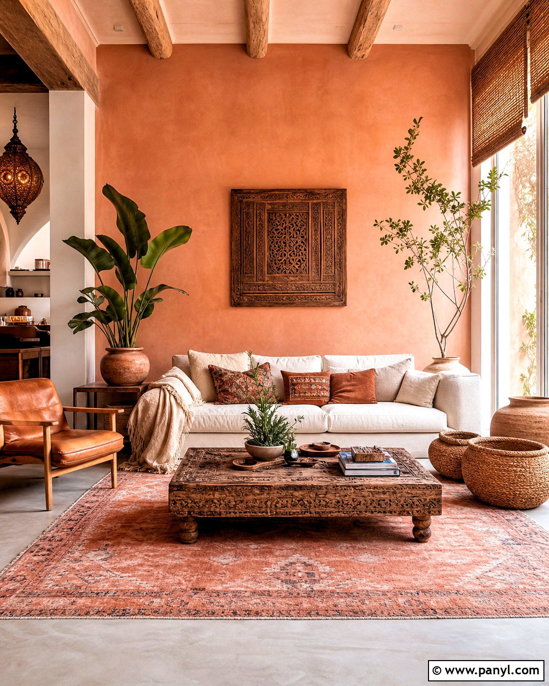 Peach Living Room Walls With Terracotta Decor - 20 peach living room walls