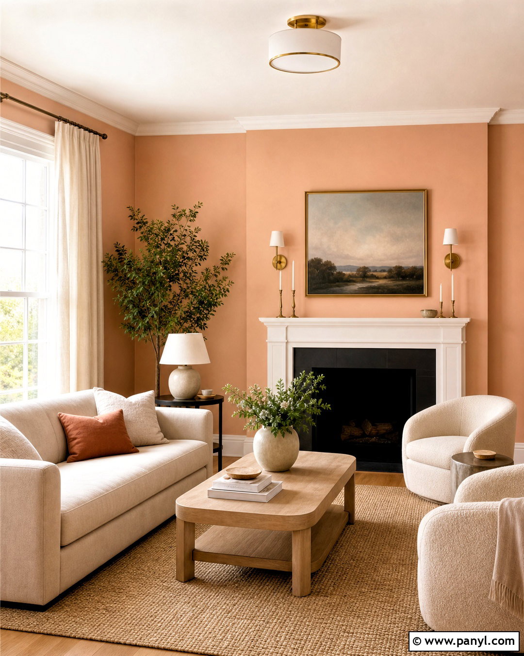Peach Living Room Walls With Warm White - 20 peach living room walls