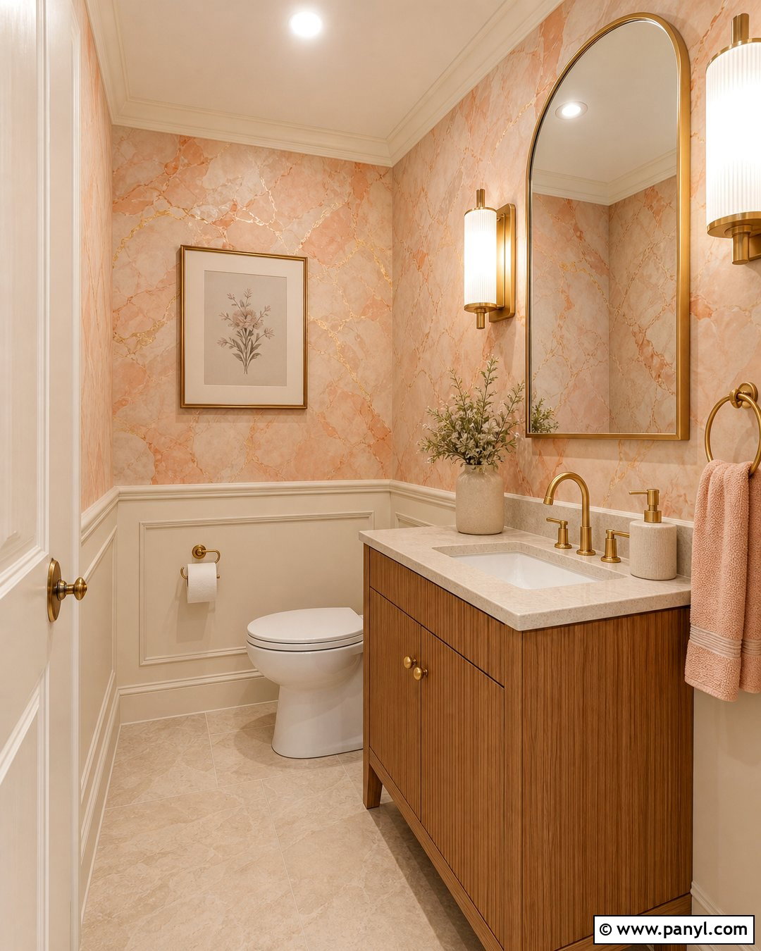 Peach Marble Wallpaper Powder Room - 35 Peach Color Wallpaper Aesthetic Ideas