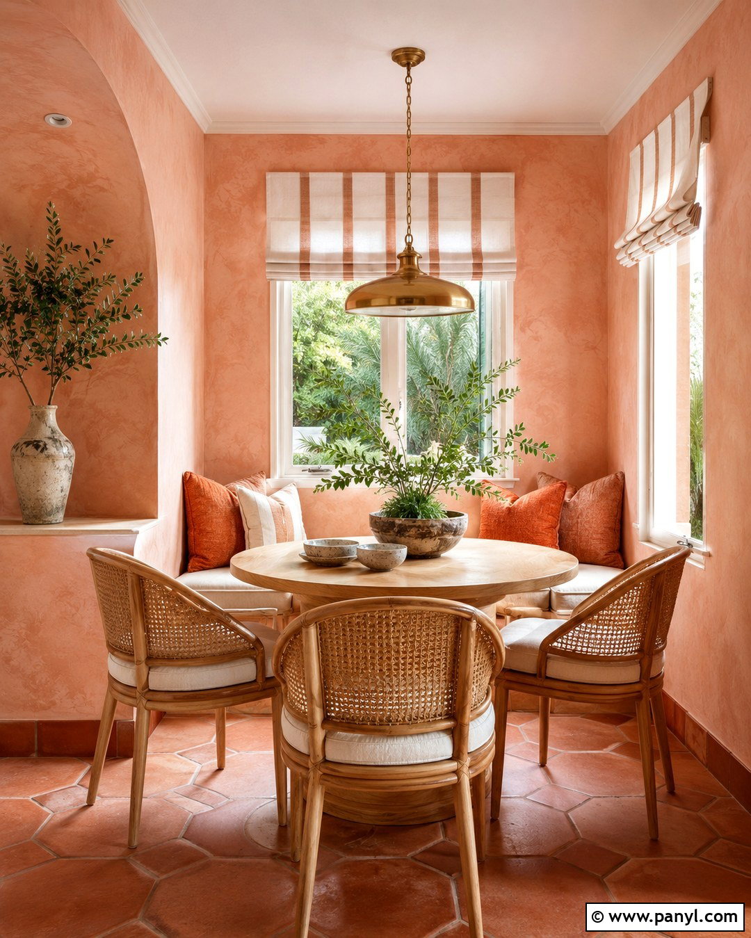 Peach Mediterranean Breakfast Nook Walls - 20 Mediterranean Wall Paint Ideas