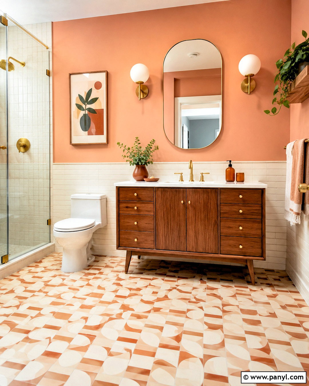 Peach Midcentury Bathroom - 20 peach color bathroom ideas