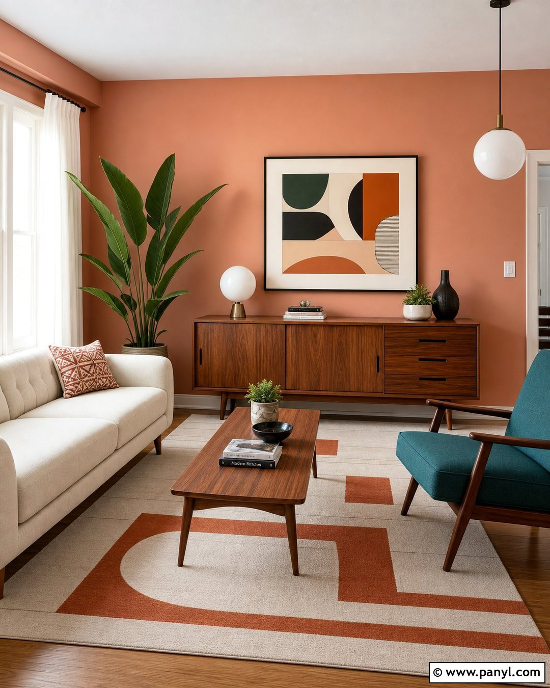 Peach Midcentury Living Room Walls - 25 Peachy Wall Color Ideas