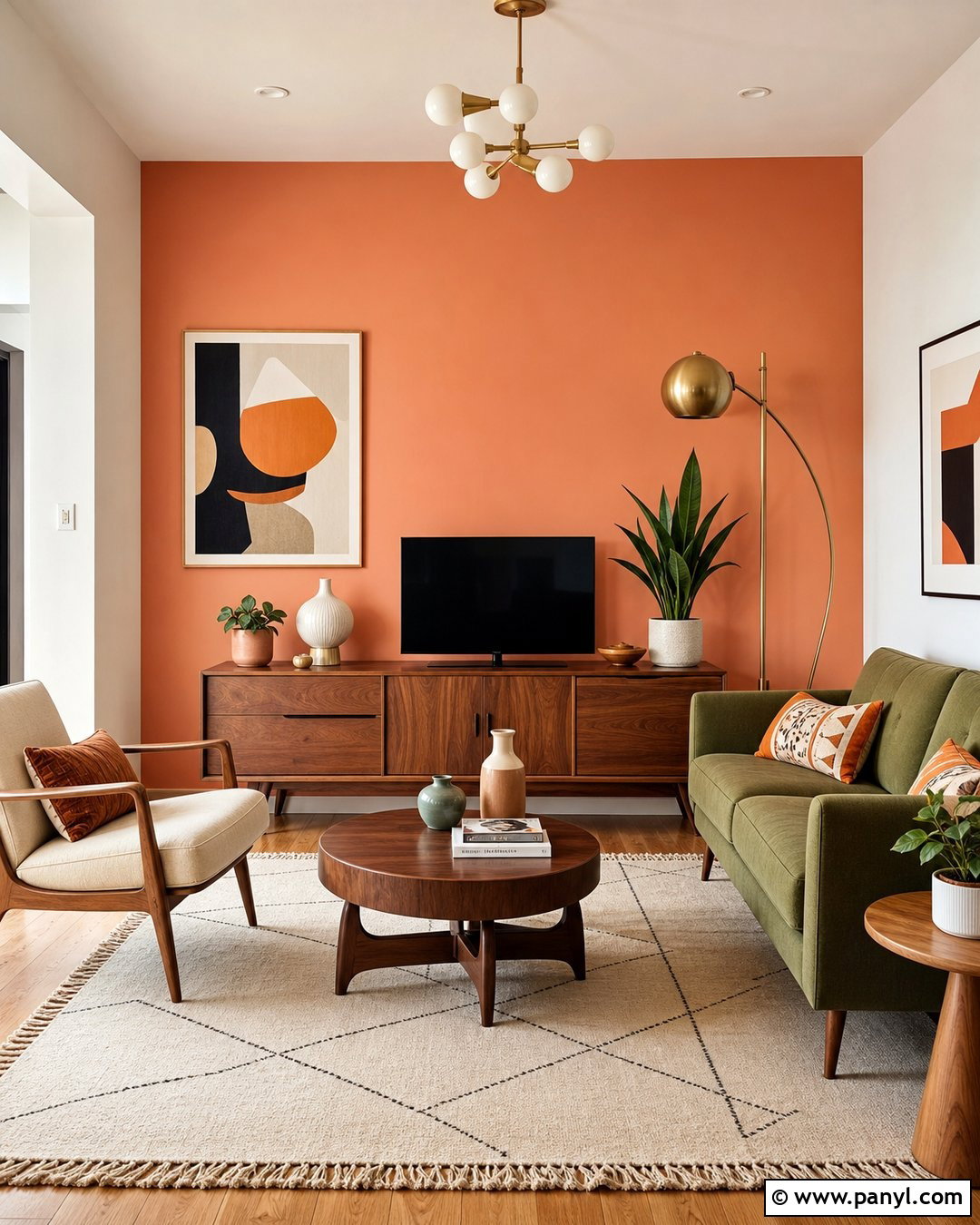 Peach Midcentury Modern Accent Wall - 30 Peach Accent Wall Ideas