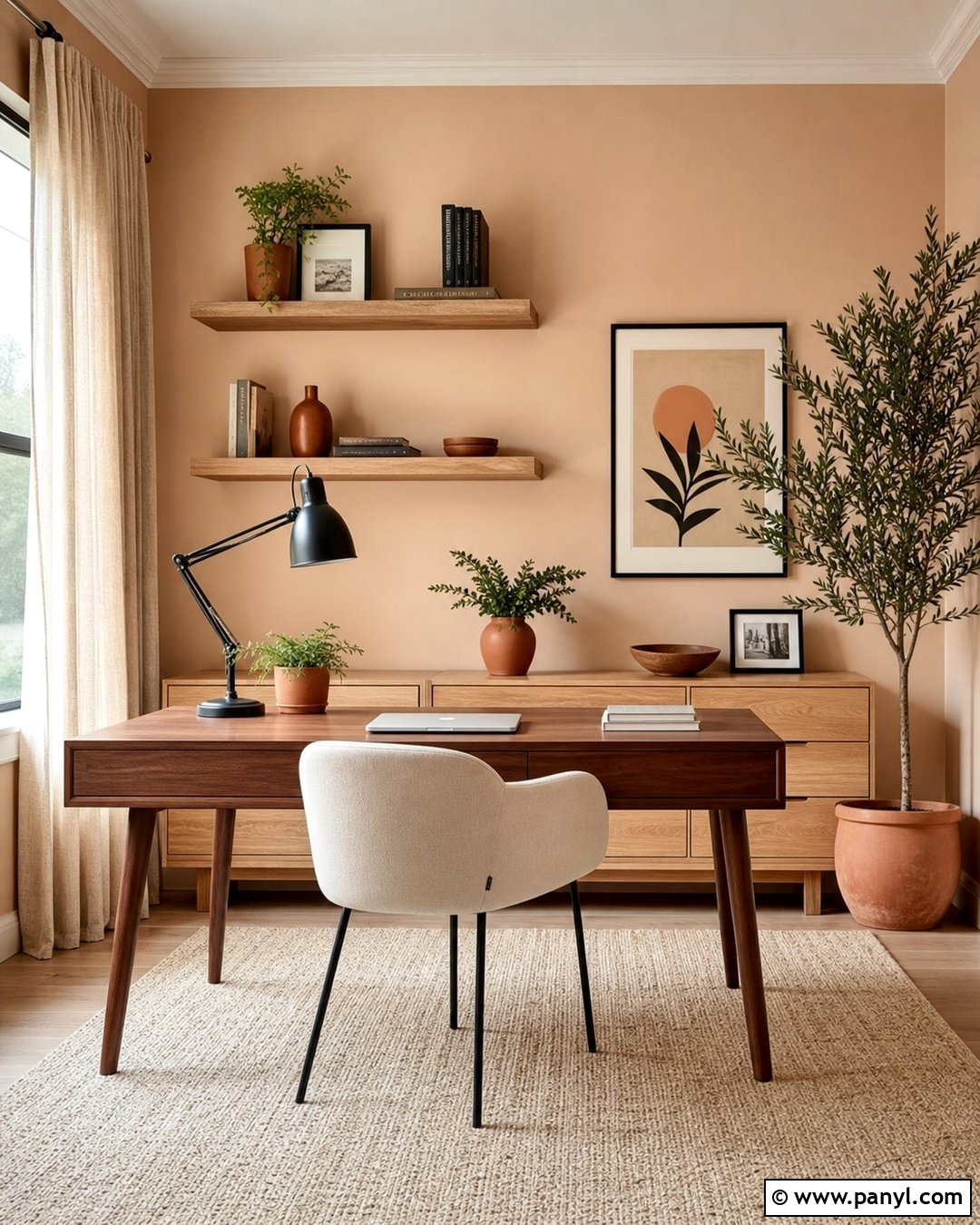 Peach Nude Home Office - 30 Nude Wall Color Ideas