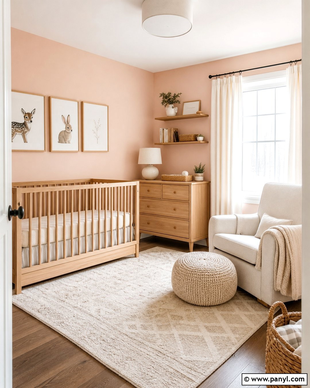 Peach Nursery Walls With Natural Wood - 25 Peach Painted Walls