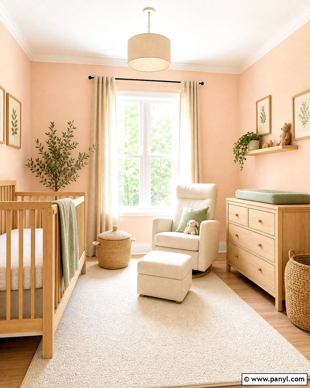 Peach Nursery With Natural Wood - 20 peach wall color ideas