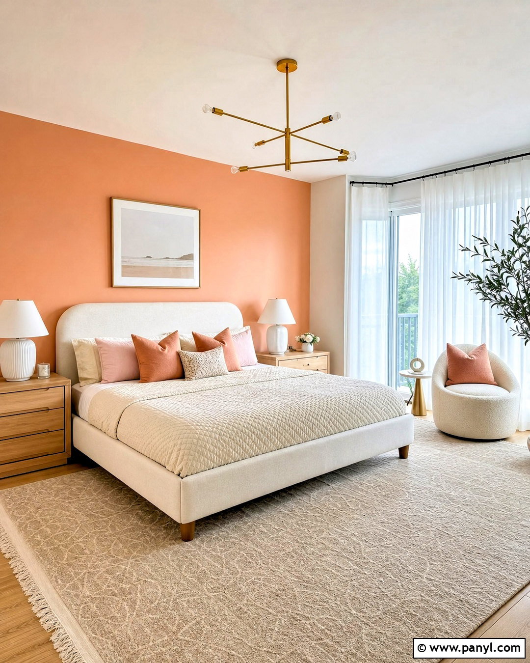 Peach Orange Accent Wall Bedroom - 20 orange accent wall bedroom ideas
