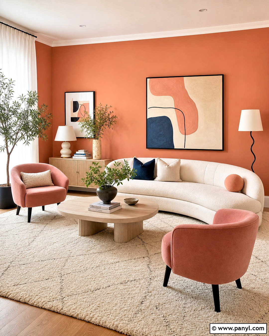 Peach Orange Accent Wall Living Room - 20 orange accent wall living room ideas