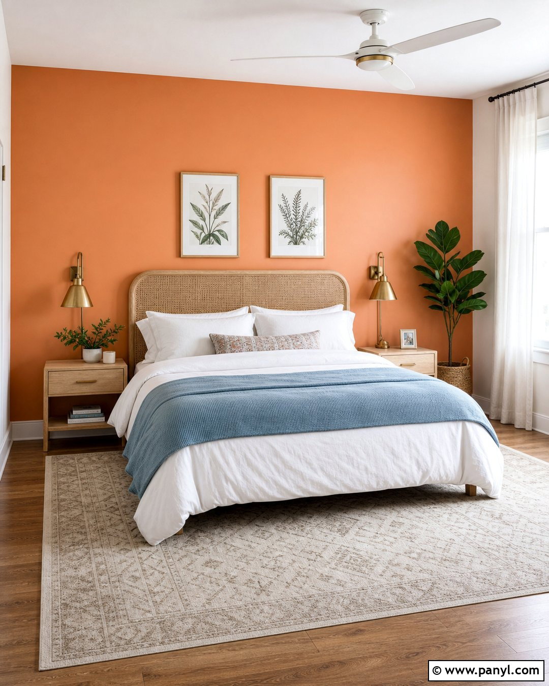 Peach Orange Feature Wall Guest Bedroom - 30 orange feature wall ideas