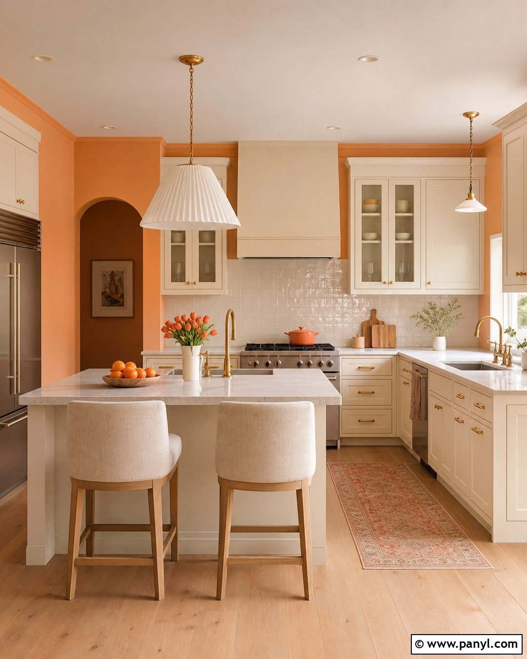 Peach Orange Kitchen Walls With Cream Cabinets - 20 Orange Wall Paint Ideas Kitchen Ideas