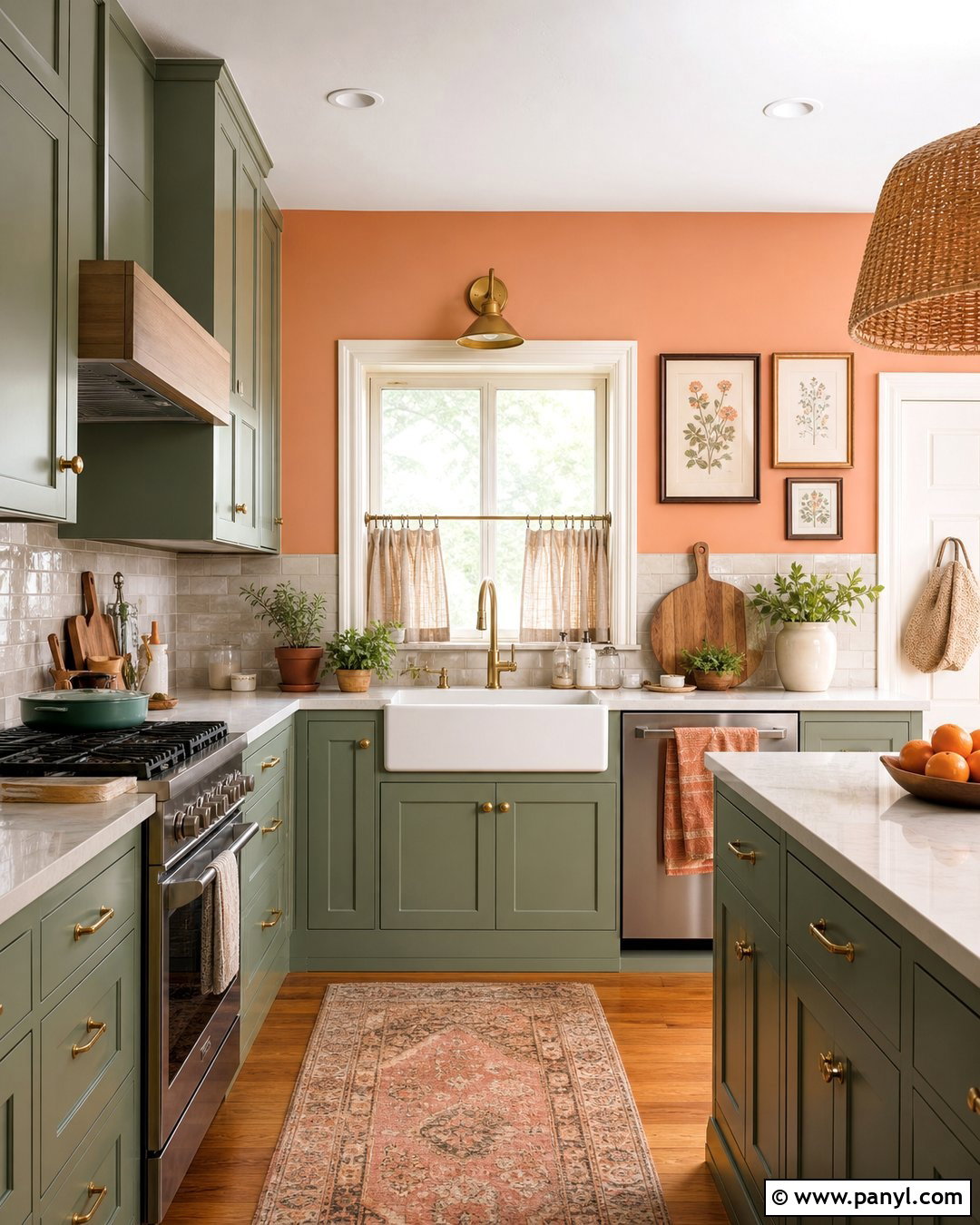 Peach Orange Kitchen Walls With Sage Green Cabinets - 35 orange kitchen walls