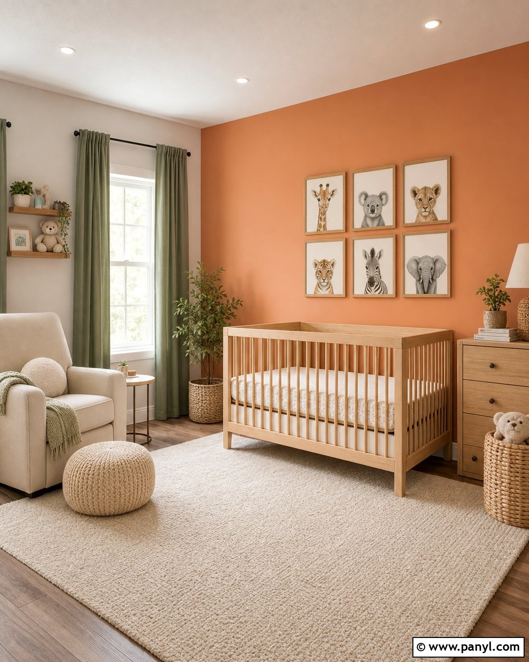 Peach Orange Nursery Accent Wall - 30 orange accent walls