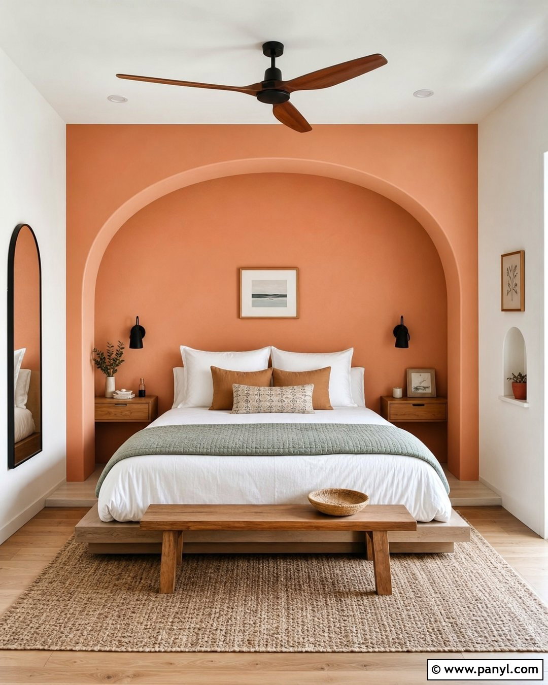 Peach Painted Arch Accent Wall - 30 Peach Accent Wall Ideas