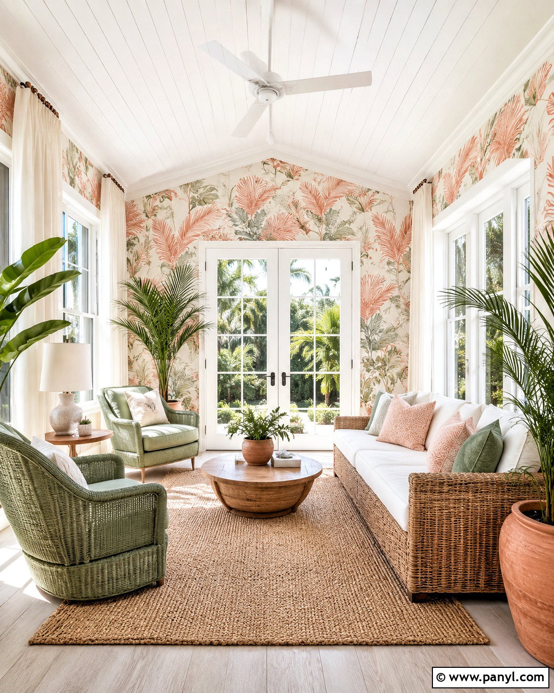 Peach Palm Wallpaper Sunroom - 20 peach color wallpaper ideas