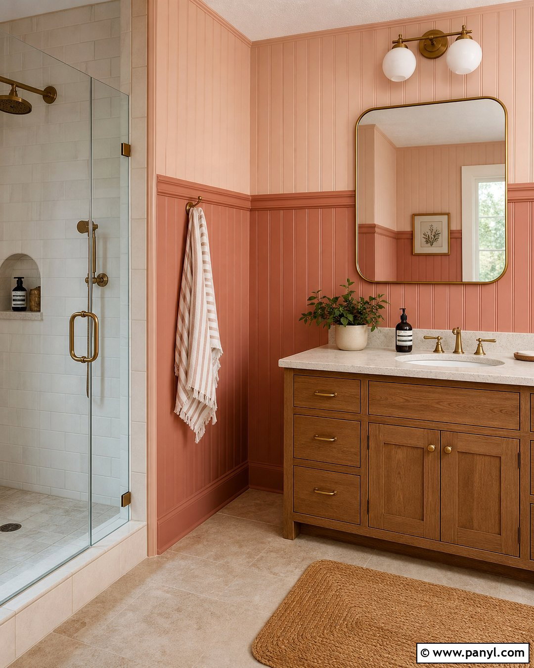 Peach Pink Bathroom Walls With Paneling - 30 pink bathroom walls