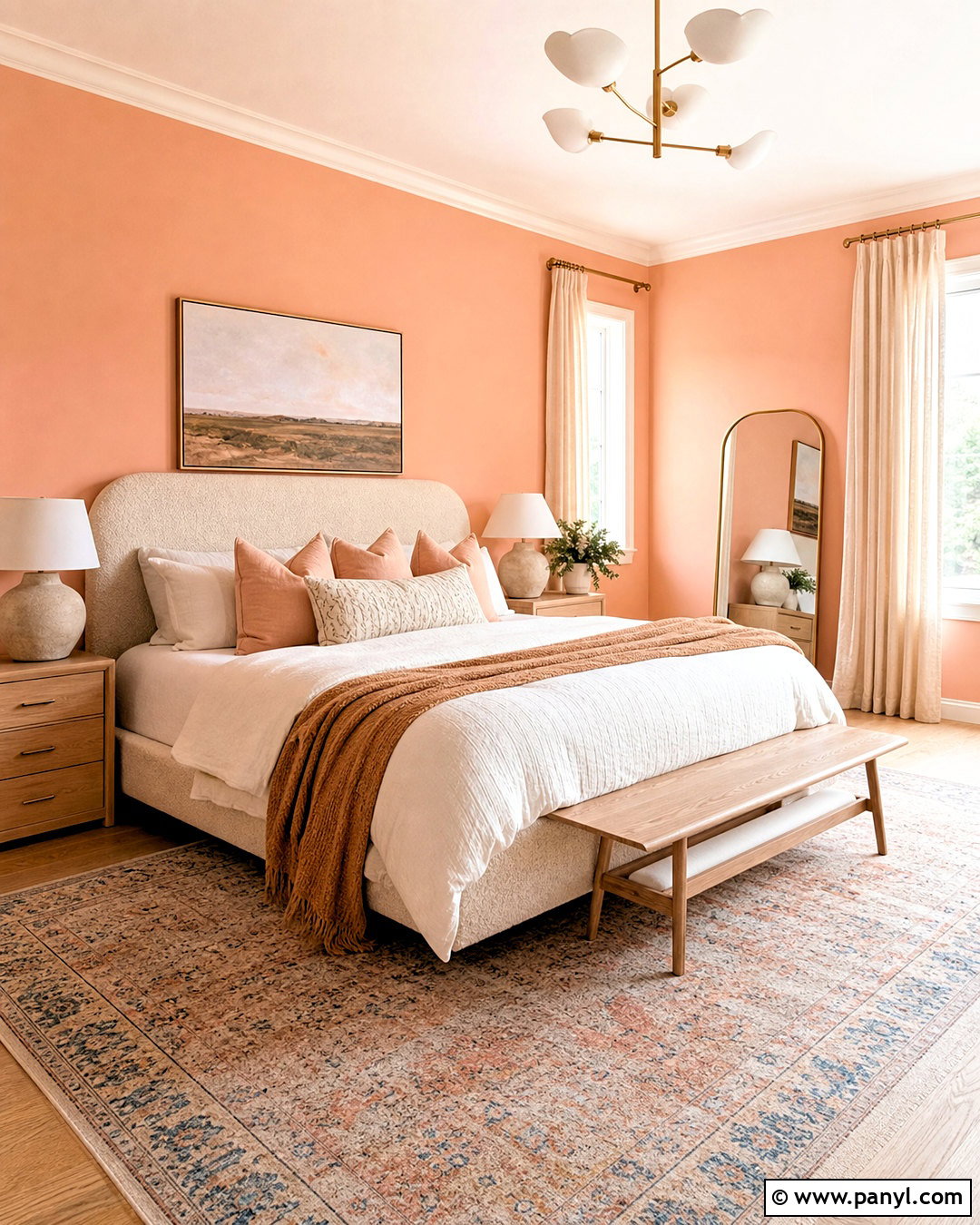 Peach Pink Bedroom With Cream - 20 bedroom paint colors pink ideas