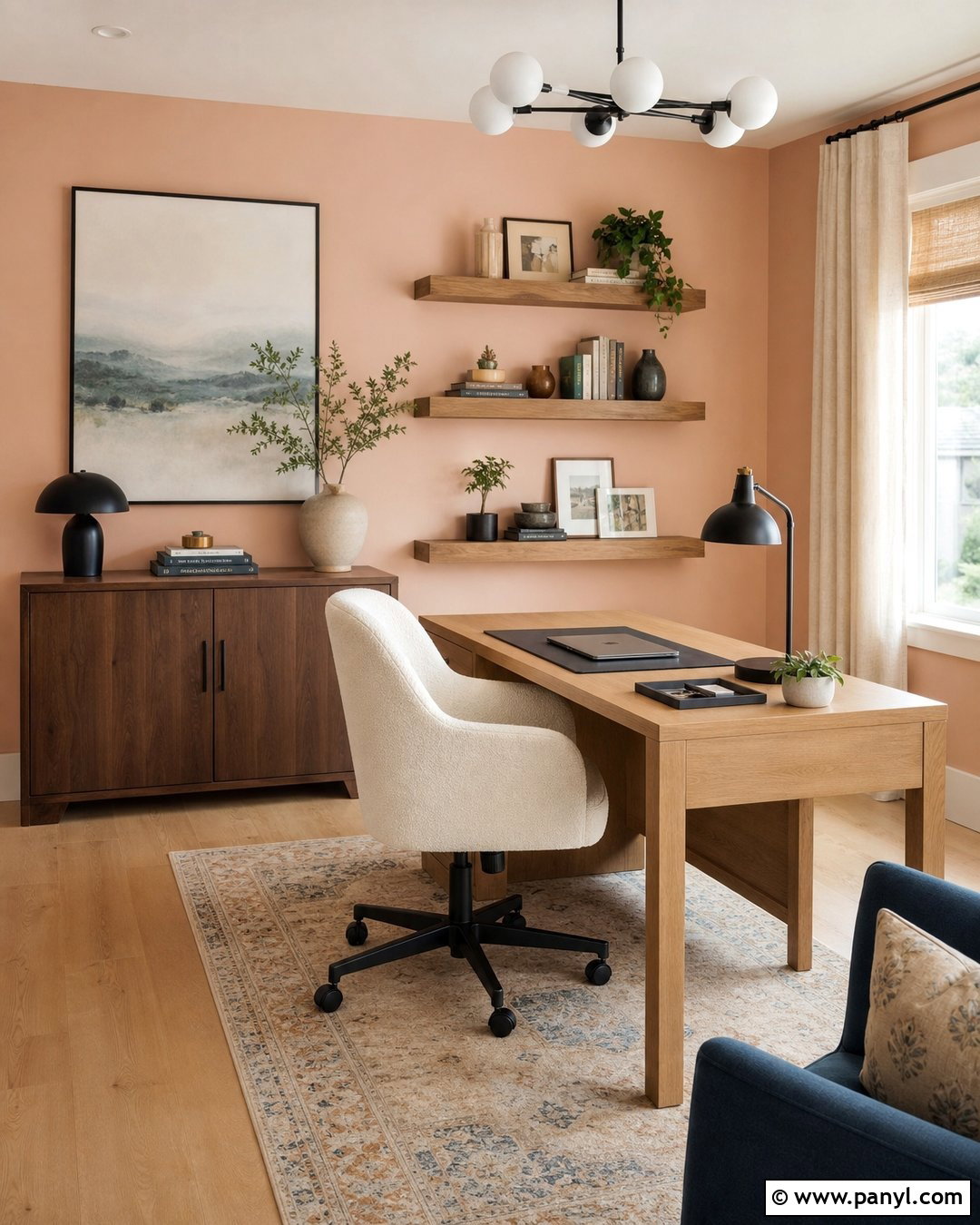 Peach Pink Home Office - 35 Pink Wall Color Ideas
