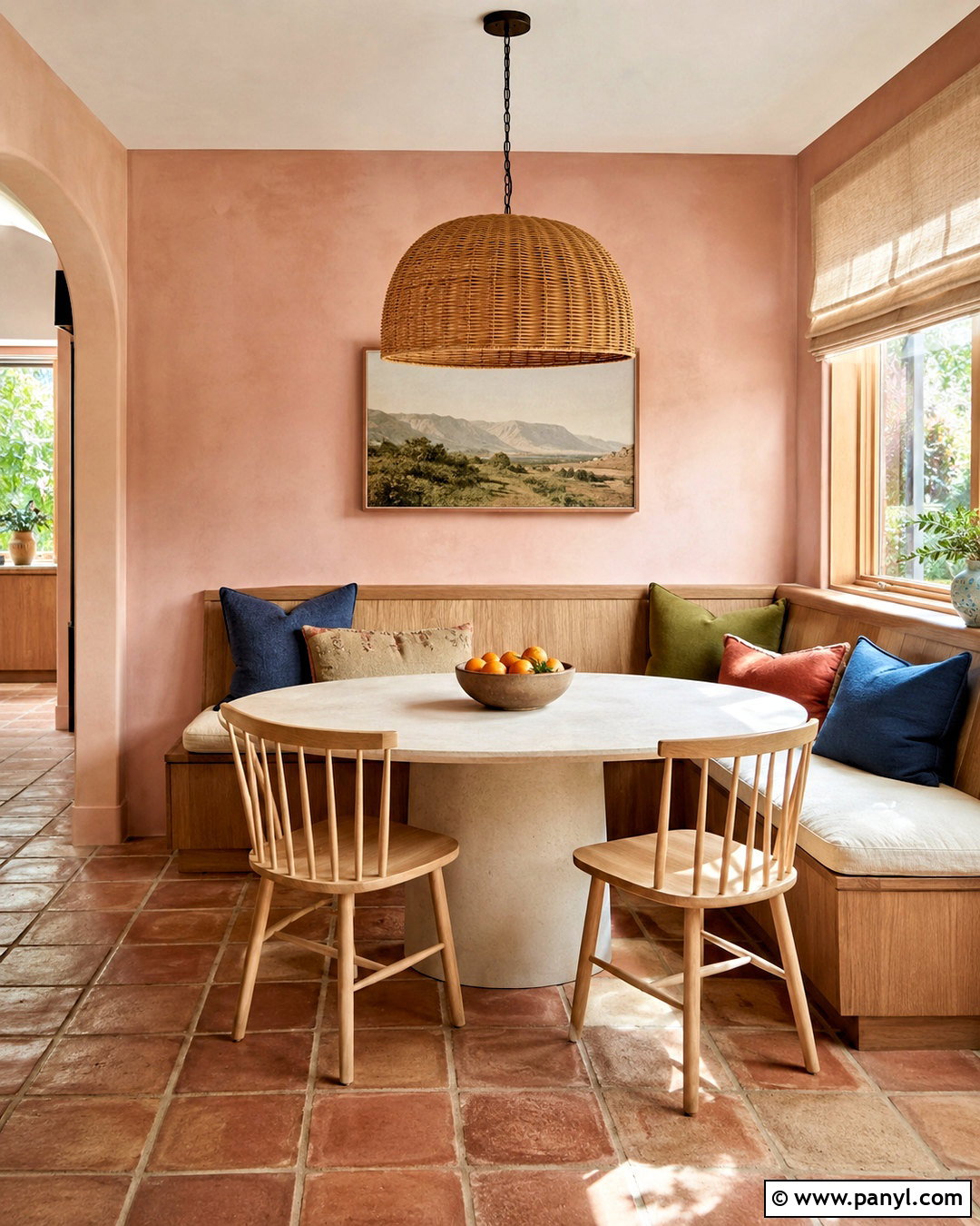 Peach Pink Limewash Breakfast Nook - 40 Pink Limewash Wall Ideas