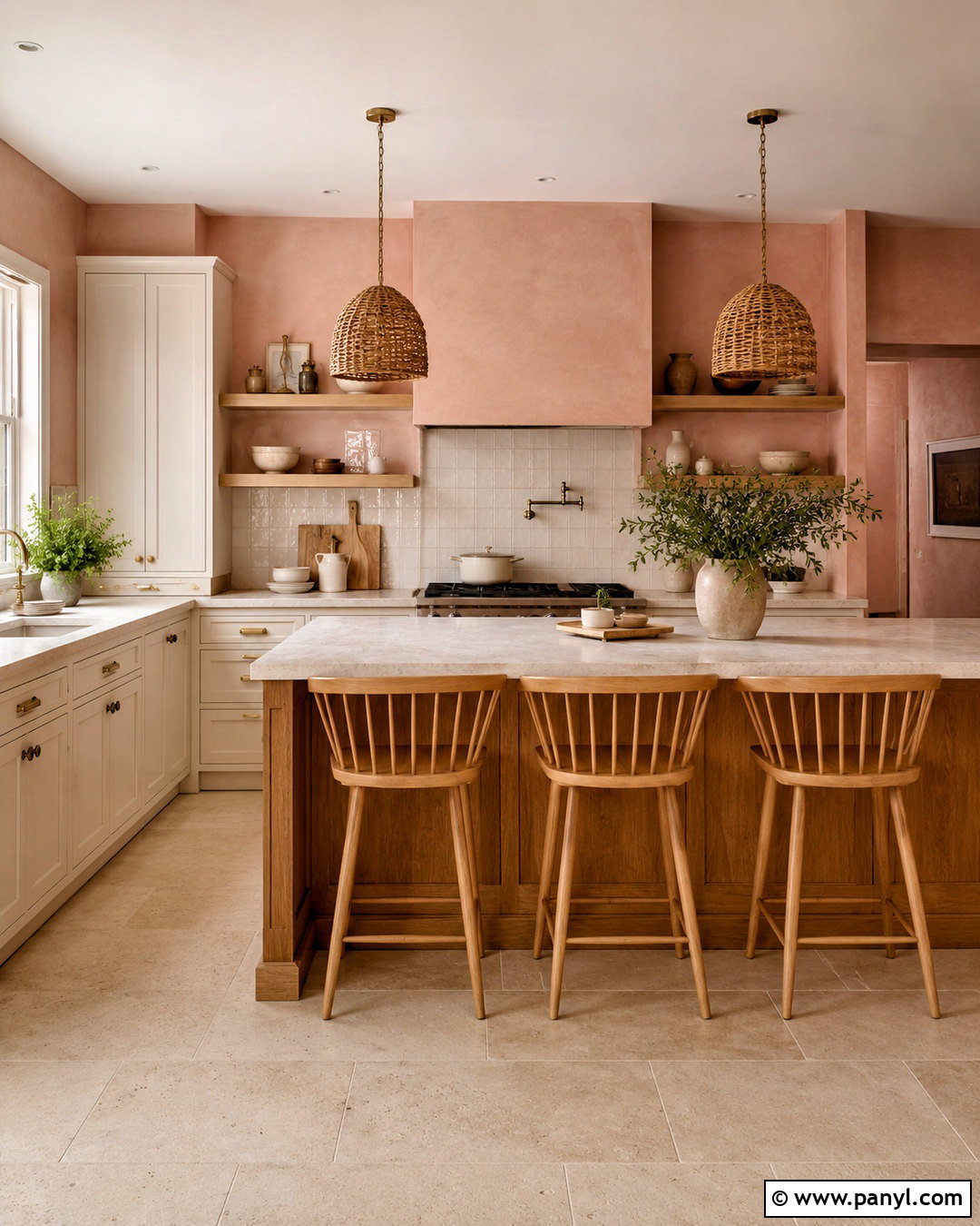 Peach Pink Limewash Kitchen - 20 pink lime wash ideas
