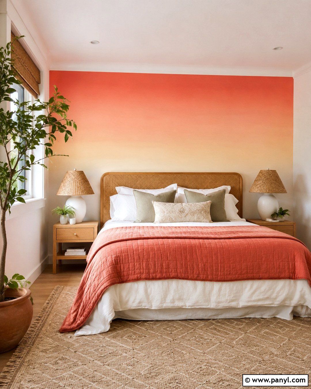 Peach Pink Ombre Guest Bedroom Wall - 20 Ombre Pink Wall Ideas