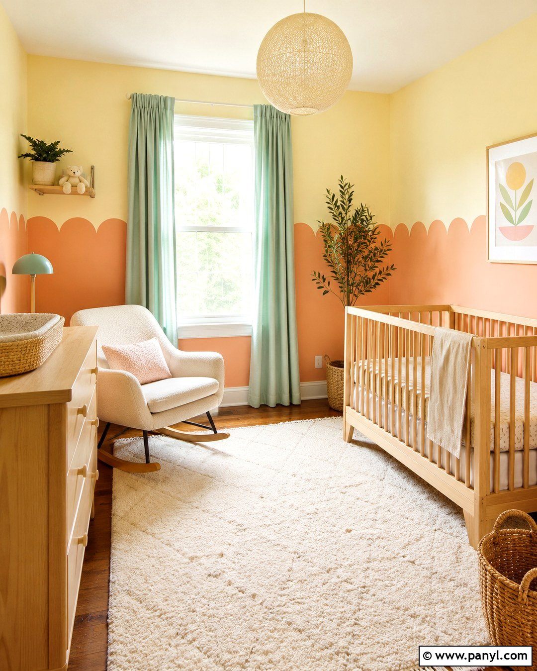 Peach Scalloped Nursery Wall - 20 Colorful Interior Walls