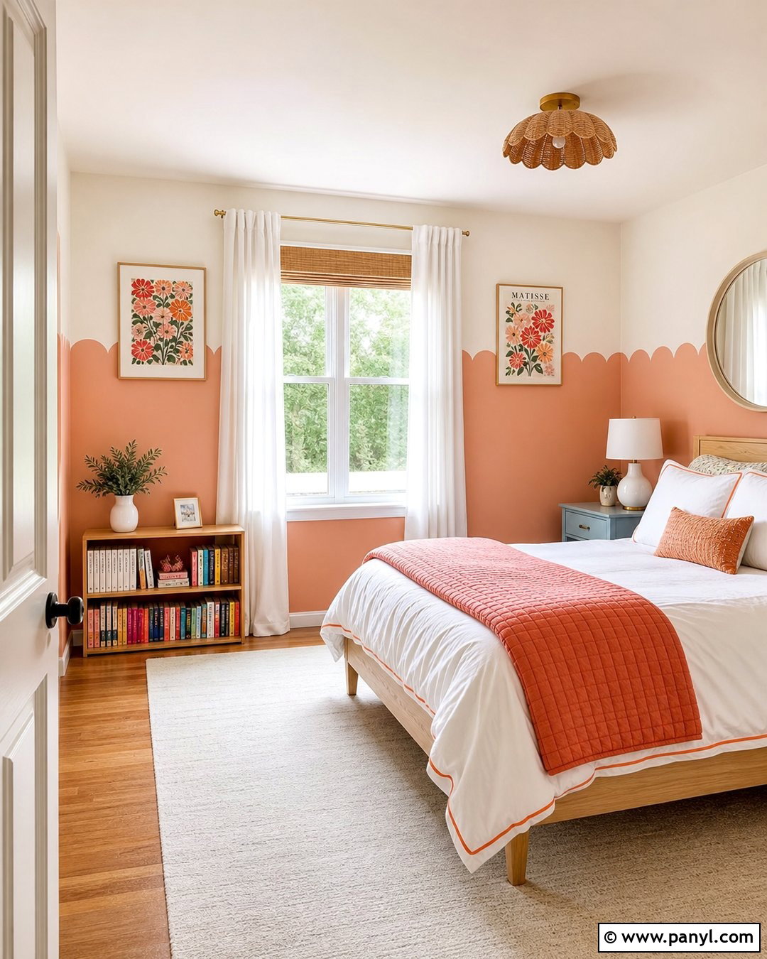 Peach Scalloped Wall - 25 Scalloped Painted Wall Girls Room Ideas