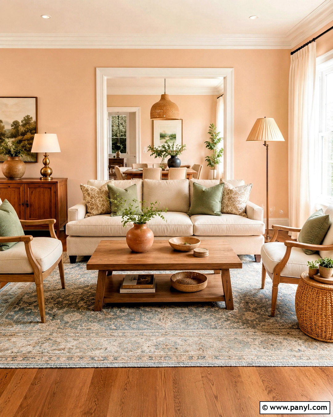 Peach Sitting Room - 35 Sitting Room Paint Color Ideas