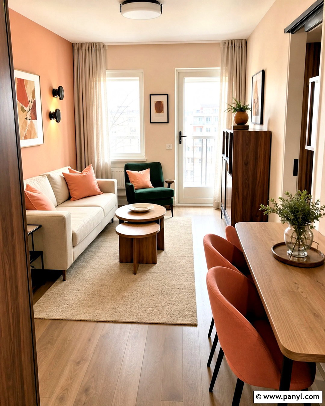 Peach Small Apartment - 20 peach interior design ideas