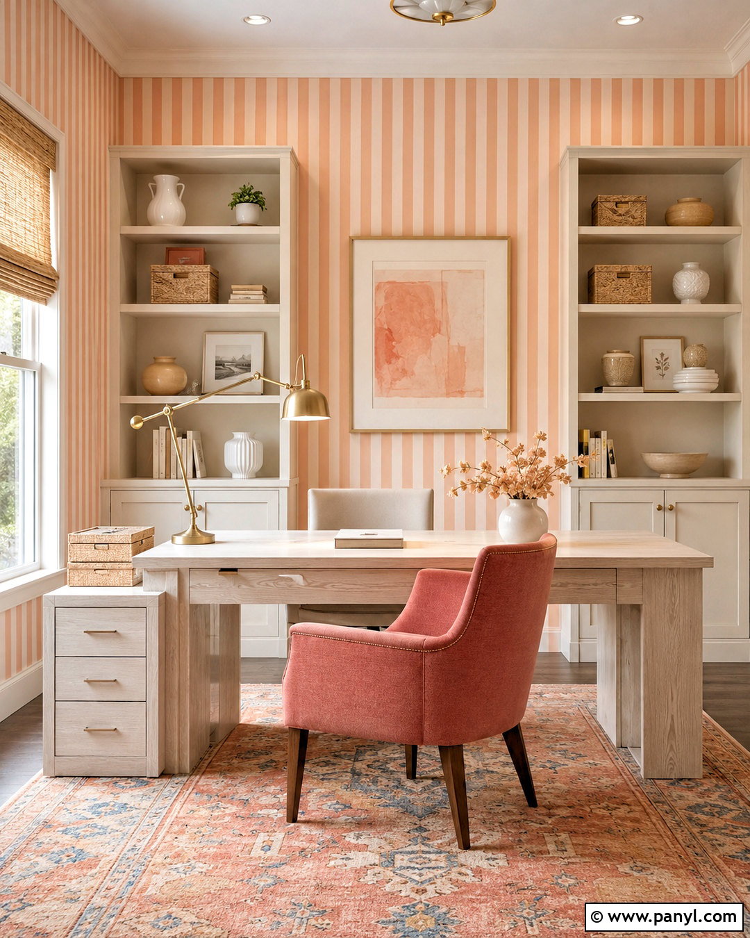 Peach Striped Wallpaper Home Office - 20 cute peach wallpaper ideas