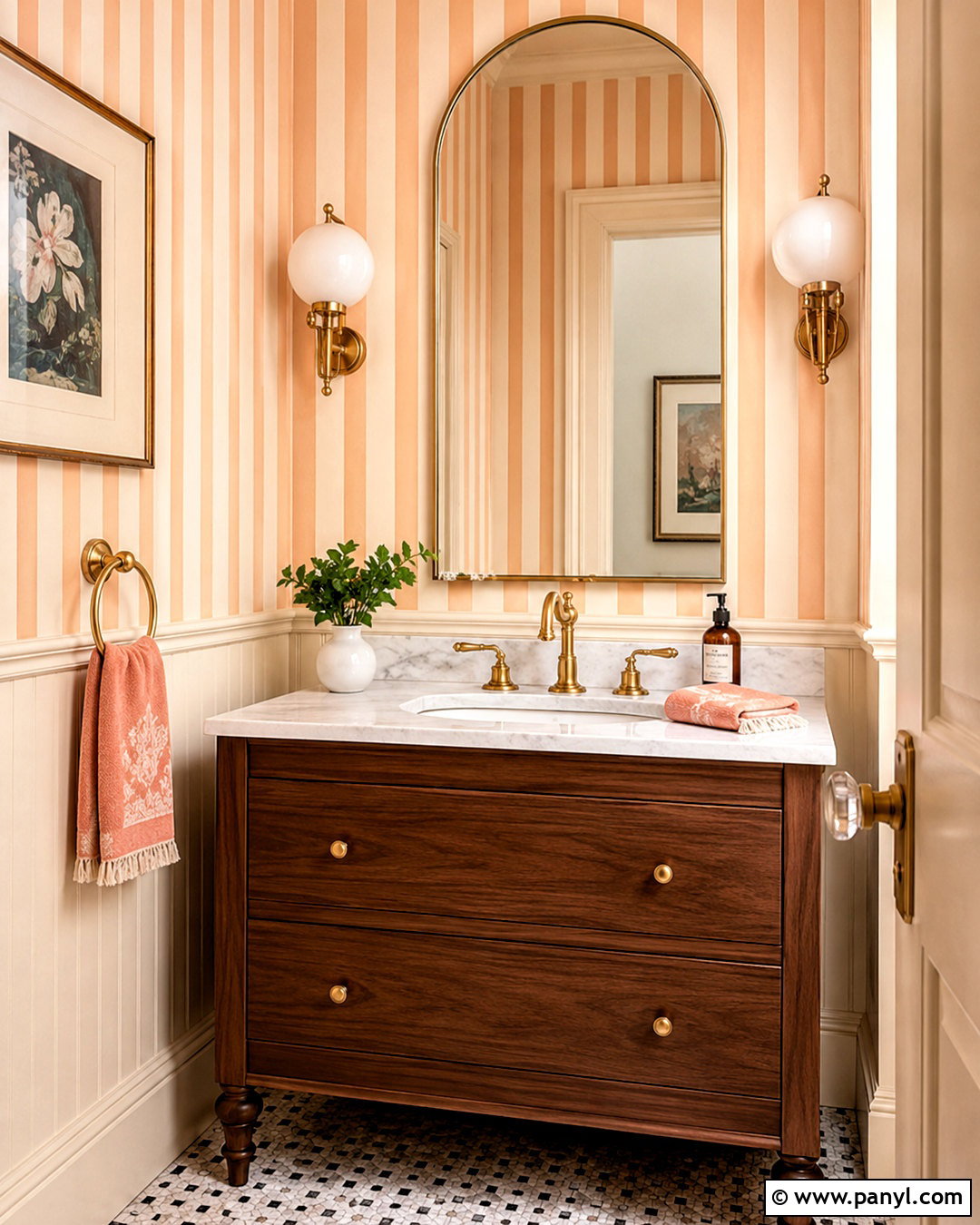 Peach Striped Wallpaper Powder Room - 20 peach color wallpaper ideas