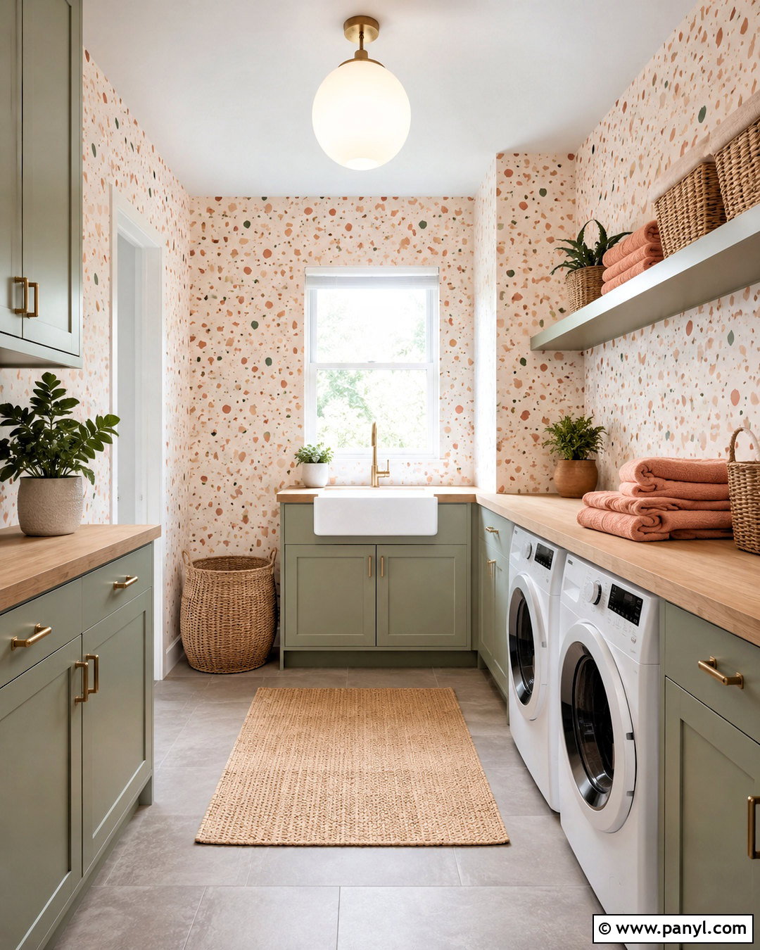 Peach Terrazzo Wallpaper Laundry Room - 20 cute peach wallpaper ideas
