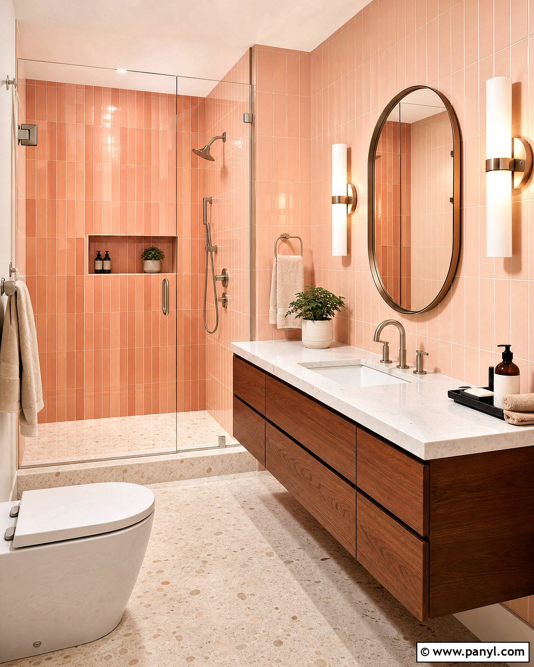 Peach Tile Bathroom - 20 peach interior design ideas