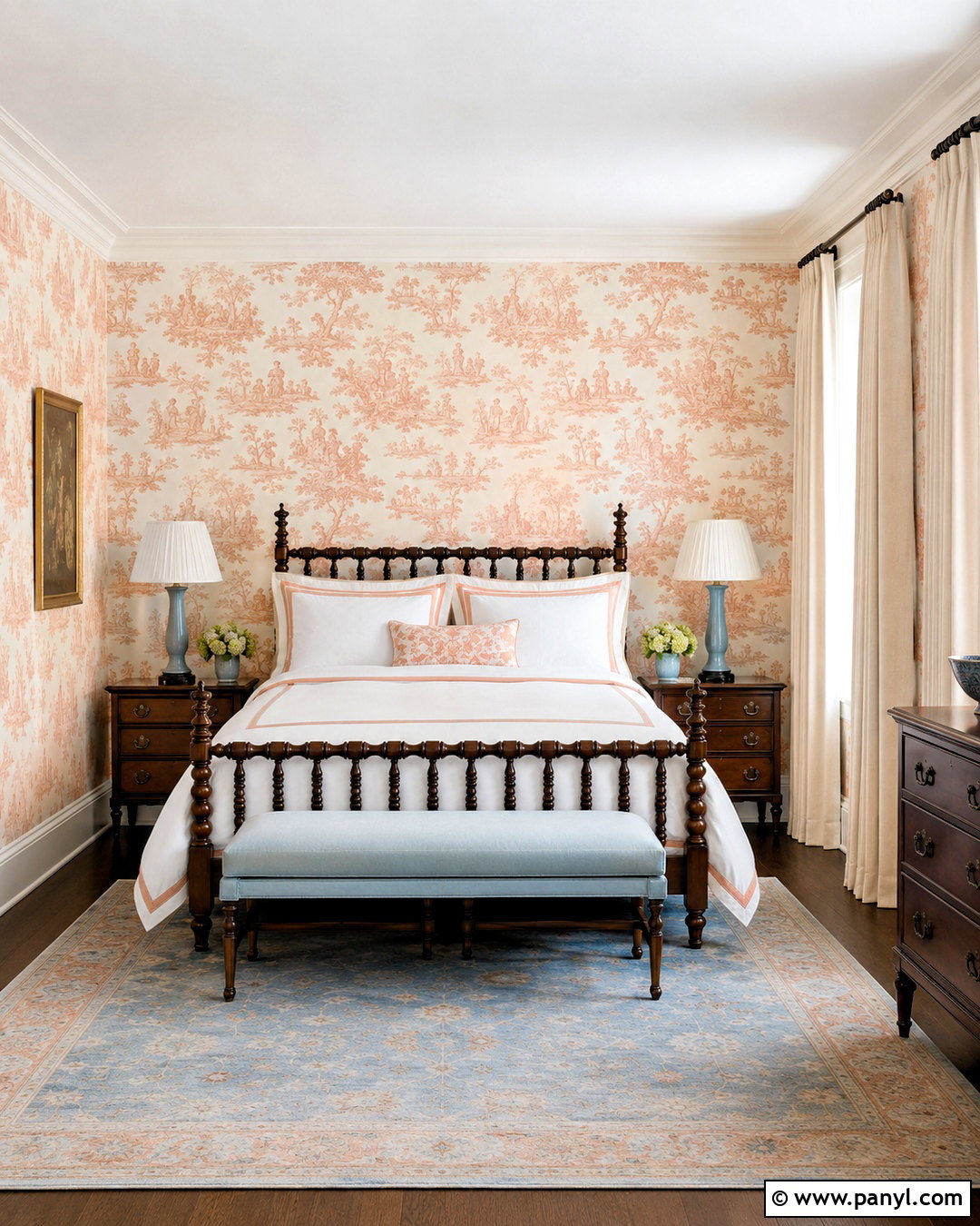 Peach Toile Wallpaper Guest Bedroom - 20 peach color wallpaper ideas