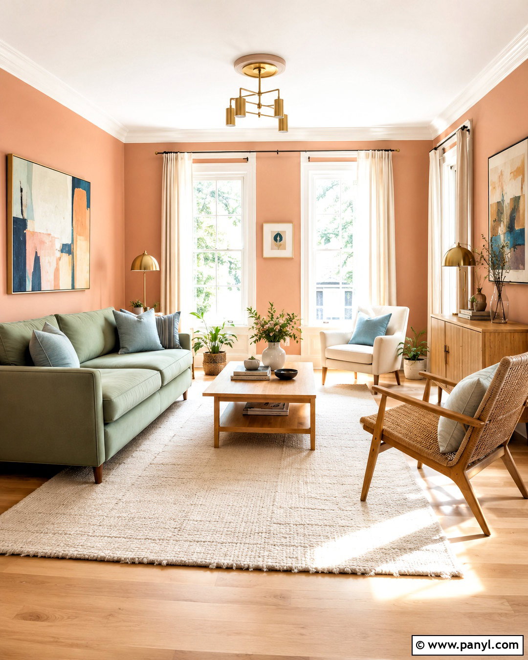 Peach Wall Color With Green Sofa - 35 Wall Color For Green Sofa Ideas