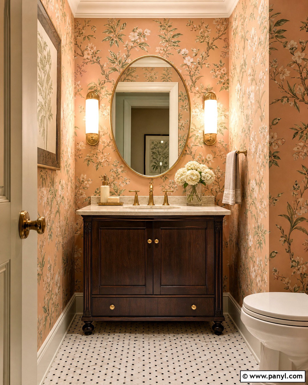 Peach Wallpaper Powder Room - 20 peach bathroom ideas