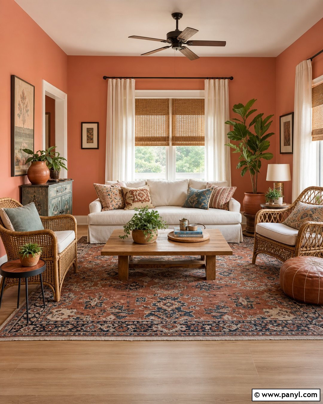 Peach Walls With Boho Decor - 25 Peach Painted Walls