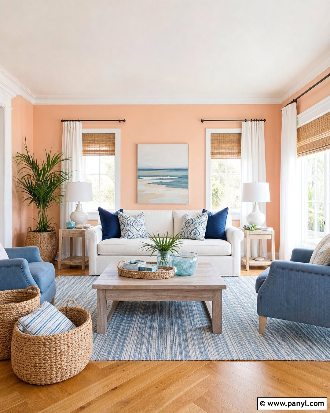 Peach Walls With Coastal Decor - 25 Peach Painted Walls