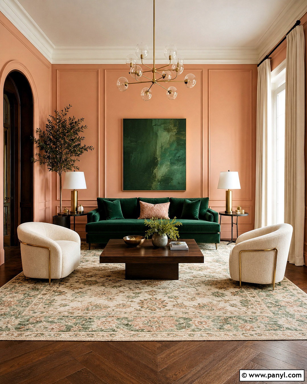 Peach Walls With Emerald Green - 20 What Color Goes With Peach Walls